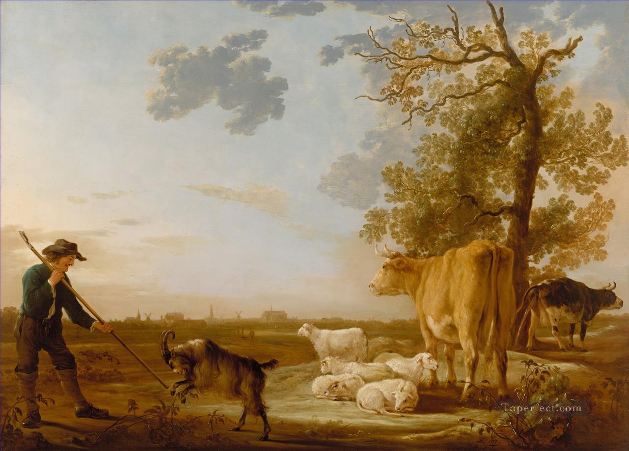 アエルベルト・カイプ 牛のある風景油絵